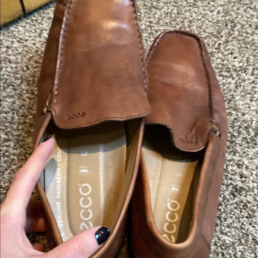 Ecco Brown Leather Slip-On Loafers Timeless Design - Picture 5 of 10